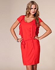 Sheer Frill Belt Dress