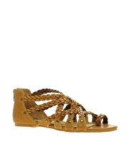 Shellys Biscotti Strapped Flat Sandals