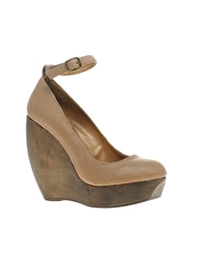 Shellys Camel Wedge Ankle Strap Shoe