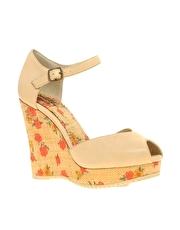 Shellys Ginger Floral Heel Wedge Shoe