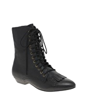 Shellys Harrington Tassle Detail Lace Up Ankle Boots