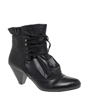 Shellys Newark Slouch Lace Front Heeled Ankle Boot