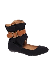 Shellys Teak Cuff Buckle Flat Shoes