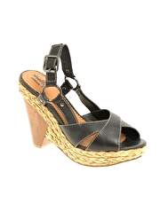 Shellys Topaz Raffia Detail Wedge Sandal