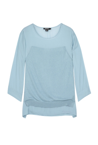 Silk Cashmere Chiffon Trim Sweater by DKNY
