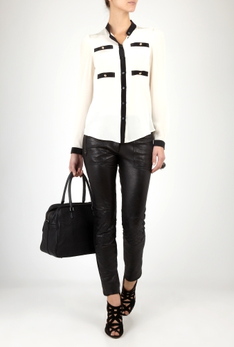 Silk Contrast Gold Button Blouse by Moschino Cheap & Chic