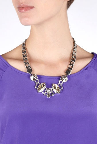 Silver Crystal Curb Collar Necklace by Merle O'Grady