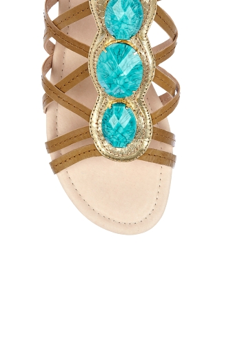 Silver Jewelled Flat Strappy Sandal by House of Harlow