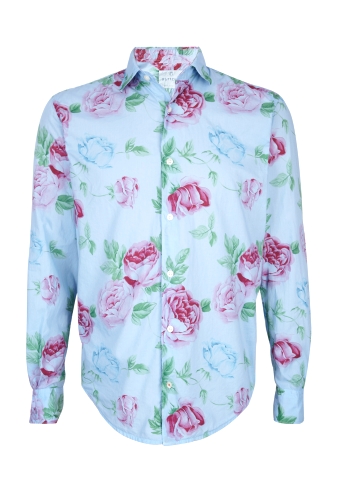 Sky Rose Print Light Cotton Shirt by Hartford