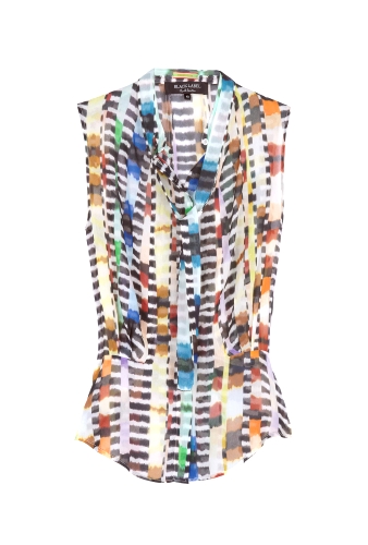 Sleeveless Animal Print Brush Stroke Blouse by Paul Smith Black