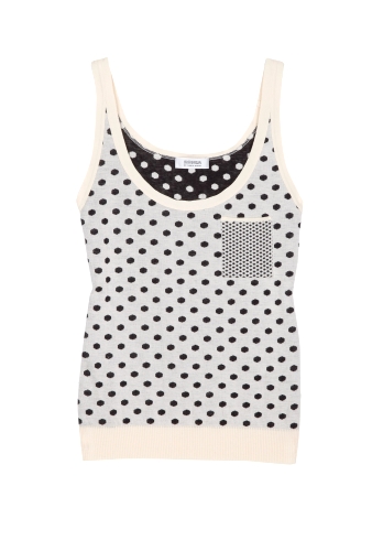 Sleeveless Cotton Knit Polka Dot Tank by Sonia by Sonia Ryki