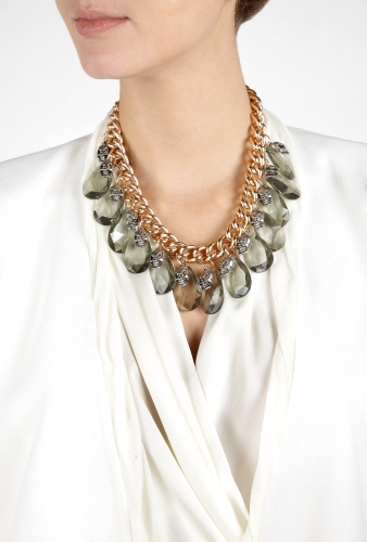 Smoke Acrylic Crystal & Skull Necklace by Mawi
