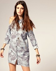 Something Else Haze Slash Shirt Dress