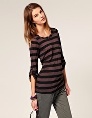 Splendid Rugby Stripe Roll Sleeve Pocket T-Shirt