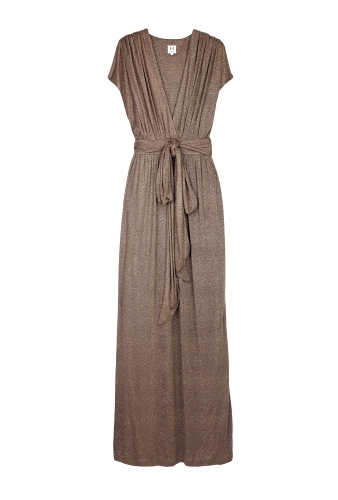 Split Sleeve Metallic Full Length Dress by Halston Heritage