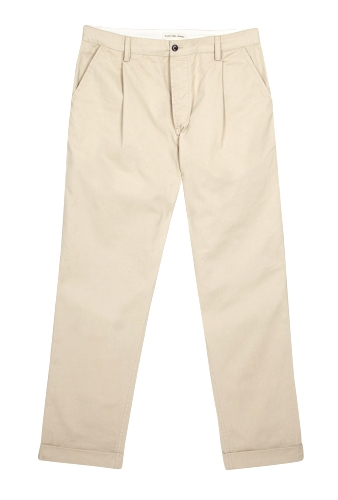 Stone Cotton Twill Pleated Chinos by Universal Works