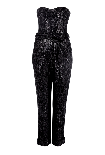 Strapless Textured Sequin Jumpsuit by Halston Heritage