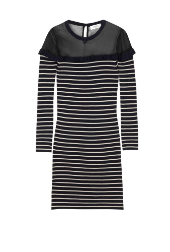 Stripey Knit Organza Shoulder Dress by Sonia by Sonia Rykiel