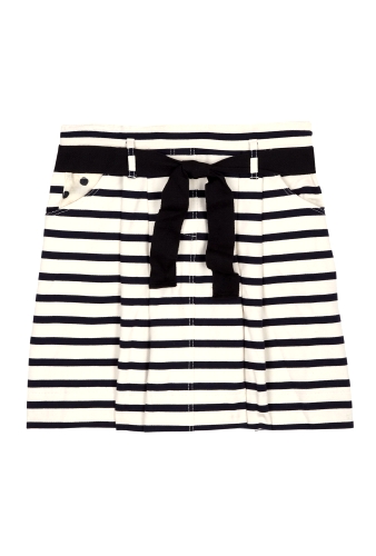 Stripey Self Belted A-Line Skirt by Sonia by Sonia Rykiel