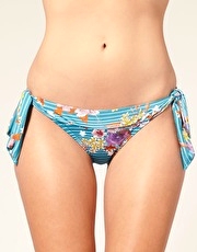 Sunseeker Tropics Stripe & Floral Tie Side Bikini Briefs