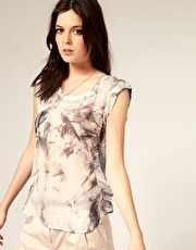 SuperTrash Crash Print Sheer Silk Top