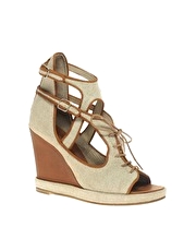 Surface To Air Canvas & Leather Open Wedge Sandal