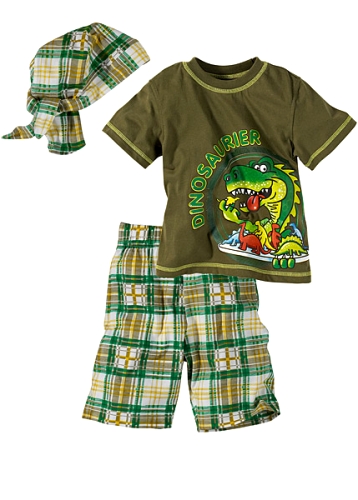 T-shirt + bermudas + bandana, (3-delat)