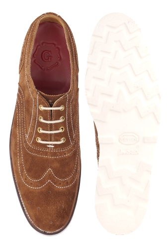 Tan Suede Vibram Soled William Brogues by Grenson