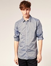 Ted Baker Chambray Floral Trim Shirt