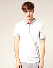 Ted Baker Striped Collar Pique Polo Shirt
