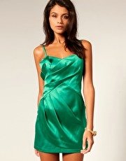 TFNC Dress With Satin Gathered Finish