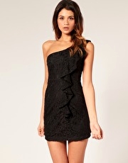 TFNC Lace Ruffle Dress With One Shoulder