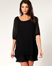 TFNC Pleated Chiffon Dress
