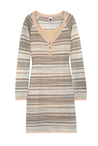 Three Button Long Sleeve Striped Dress by M Missoni