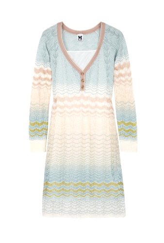 Three Button Long Sleeve Wave Dress by M Missoni