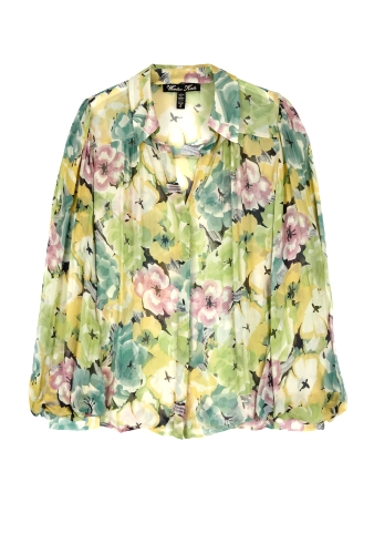 Tilapia Balloon Sleeve Silk Blouse by Winter Kate