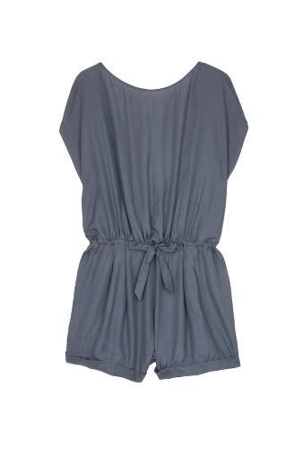 Titanium Copy Cat Silk Playsuit by Zimmerman