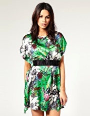 Traffic People Silk Satin Belted Dress