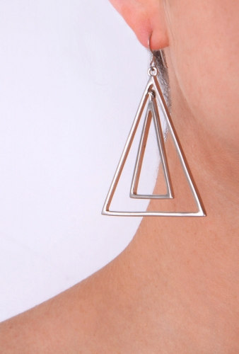 Triangle Matte Silver Earring by Kenneth Jay Lane