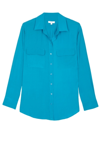Turquoise Signature Silk blouse by Equipment