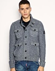 Two Stoned Pocket Detail Chunky Knit