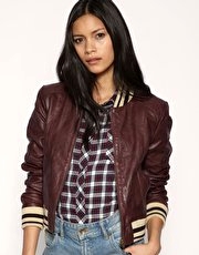 Urban Code Leather Sports Varsity Jacket