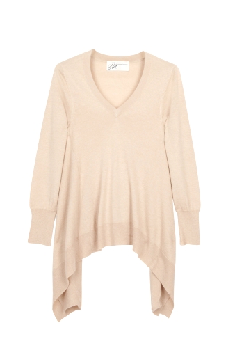 V Neck Cashmere Asymmentric Sweater by Madeliene Thompson