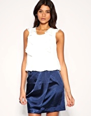 Vero Moda Dress With Soft Frill Top And Satin Effect Skirt
