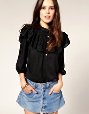 Vero Moda Frilled Yoke Button Front Blouse