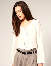 Vero Moda Sheer Chiffon Tie Front Blouse