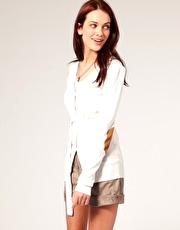 Vila Elbow Patch Longline Belted Cardigan