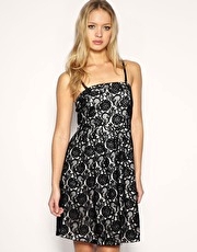 Vila Overlay Lace Bandeau Dress