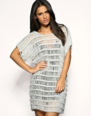 Vila Oversize Long Crochet Tunic Dress