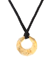 Vintage Christian Dior 1990's Lucite Black Weaved Cord Pendant Necklace